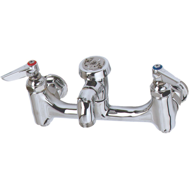 T&S B-0674-RGHM Brass Wall Mount 8" Widespread Service Sink Faucet, 14.98 gpm, Rough Chrome
