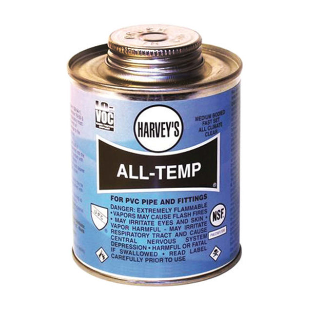 Harvey 018330-12 All Temperature All Weather PVC Cement, 32 oz Can, Clear