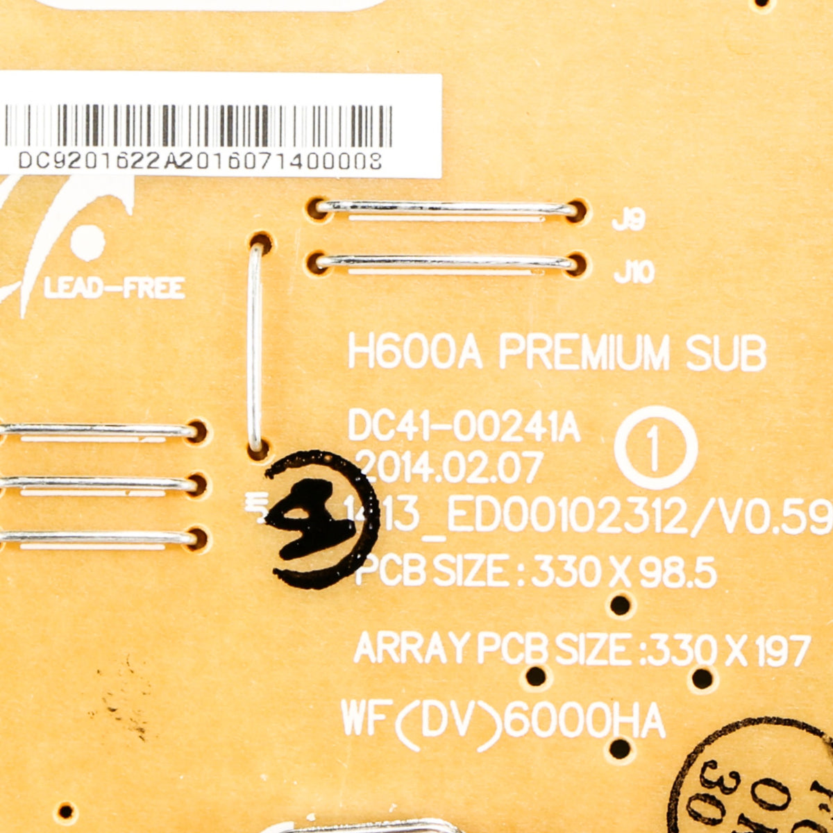 Samsung DC92-01622A Genuine OEM Assembly PCB Sub