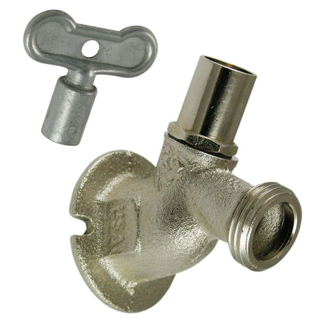 255LKSATLF 1/2" x 3/4" FIP x Hose Arrowhead Loose Key Sillcock Heavy-Duty Red Brass Satin