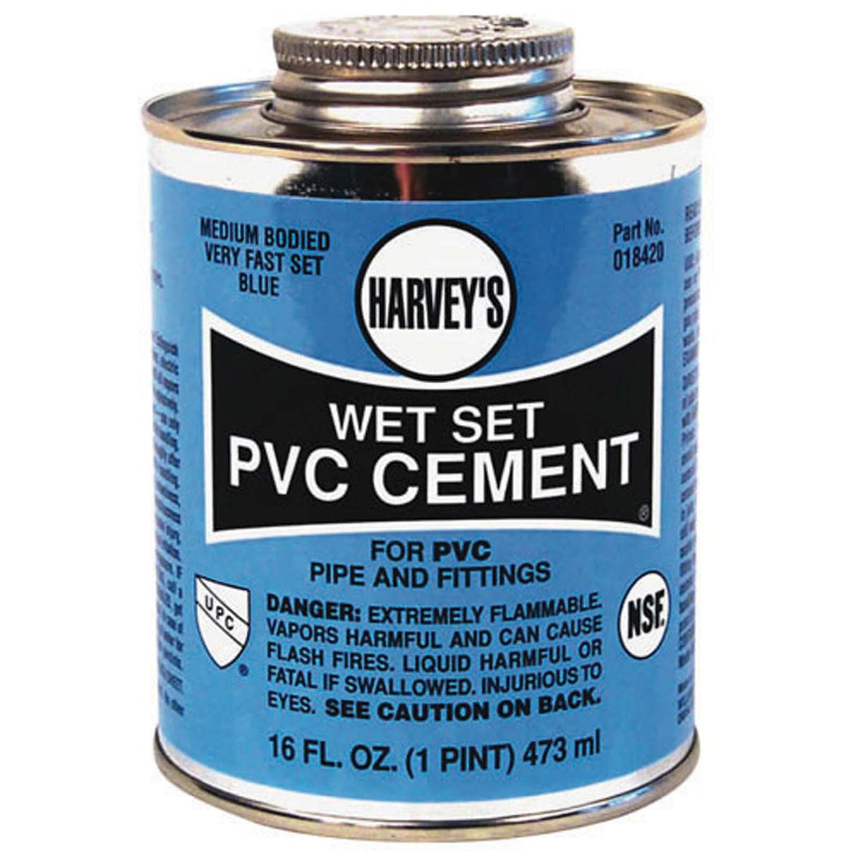 018420-12 Harvey Wet Set PVC Cement, 16 oz, Blue