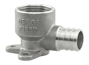 Boshart Industries SSPEX-DE05 1/2" Stainless Steel Pex x 1/2" FPT Drop Ear Elbow