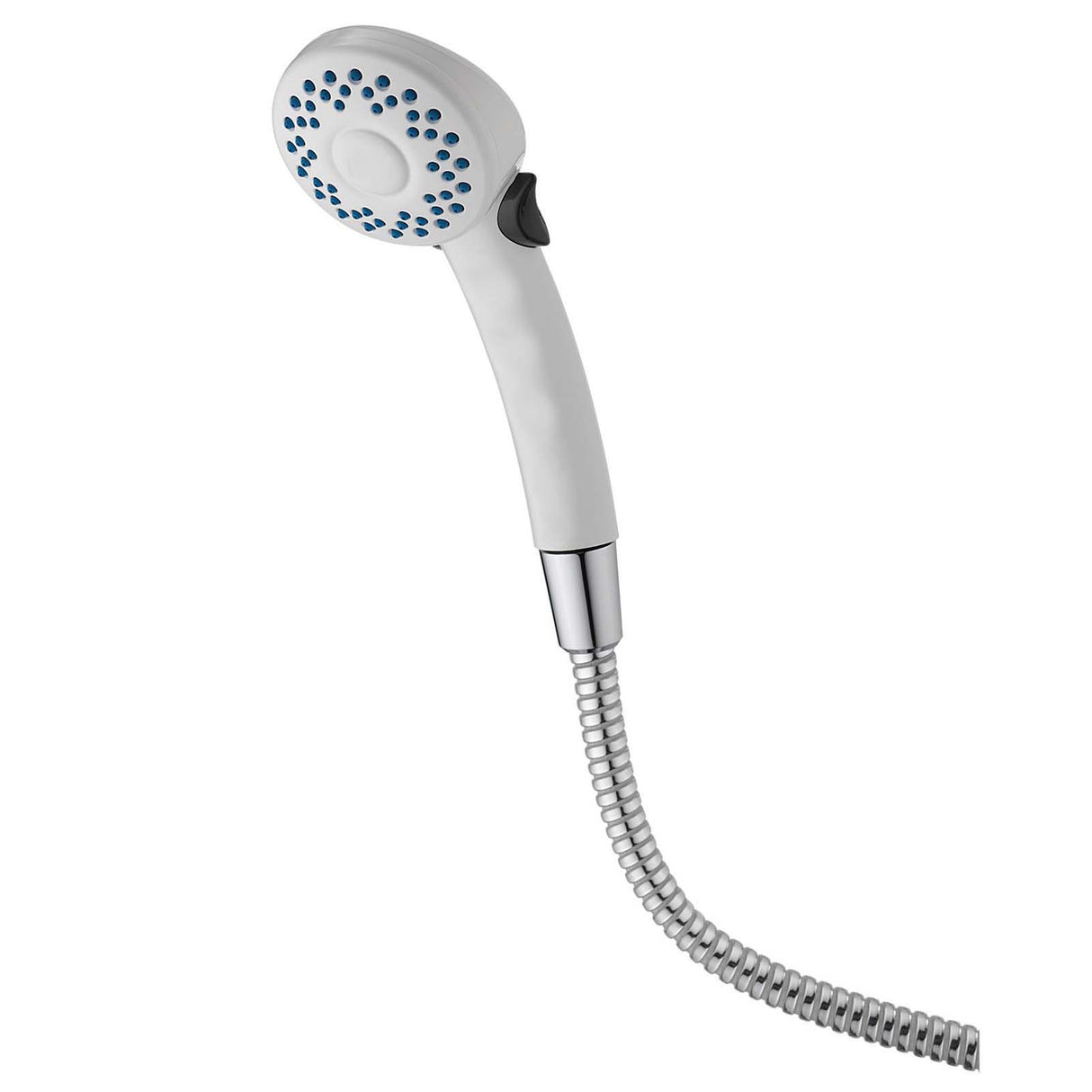 White Plastic Hand Shower with Push-Button, 2.5 GPM