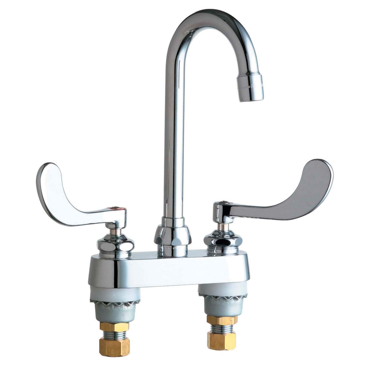 Deck Mount Centerset Hot and Cold Water Sink Faucet with 4" Centers and Wrist Blade Handles