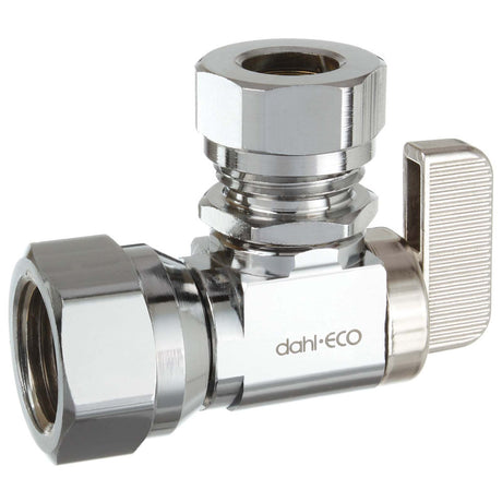 Dahl 611-53-L5 1/2" x 1/2 or 7/16" Chrome Plated Brass (Lead Free) 1/4-Turn Angle Supply Stop