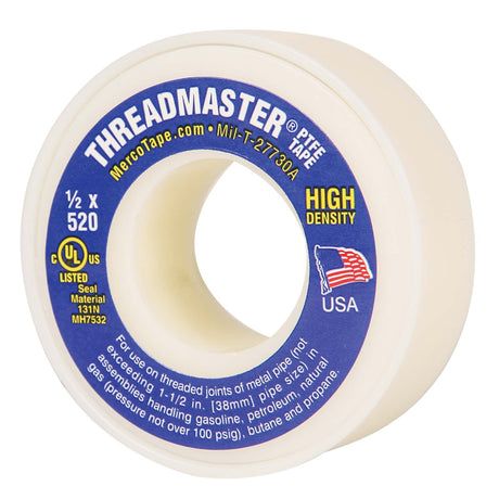 Teflon Premium High Density Thread Seal Tape (Domestic), 1/2 x 520", Yellow