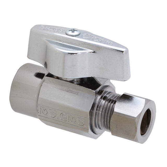 BrassCraft KTR14X C 1/2" Sweat x 3/8" OD Compression Brass (Lead Free) 1/4-Turn Straight Ball Stop