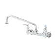 T&S Brass B-0231 Wall Mounted Widespread Double Pantry Faucet with 8" Centers, 12" Swing Nozzle, Lever Handles