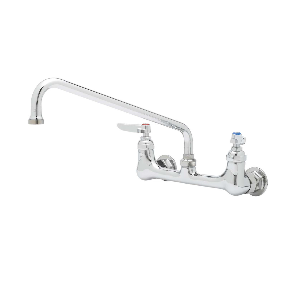 T&S Brass B-0231 Wall Mounted Widespread Double Pantry Faucet with 8" Centers, 12" Swing Nozzle, Lever Handles