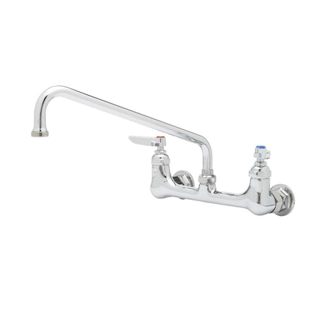 T&S Brass B-0231 Wall Mounted Widespread Double Pantry Faucet with 8" Centers, 12" Swing Nozzle, Lever Handles