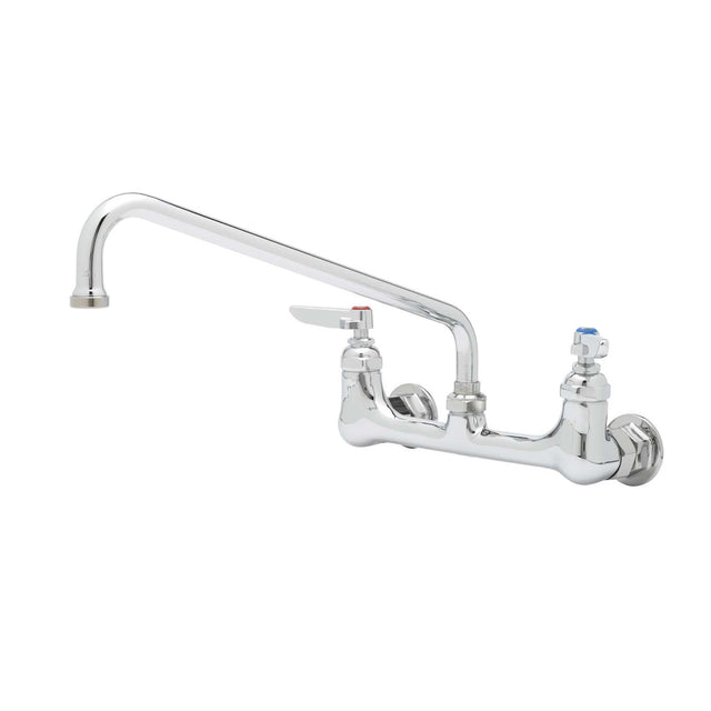 T&S Brass B-0231 Wall Mounted Widespread Double Pantry Faucet with 8" Centers, 12" Swing Nozzle, Lever Handles