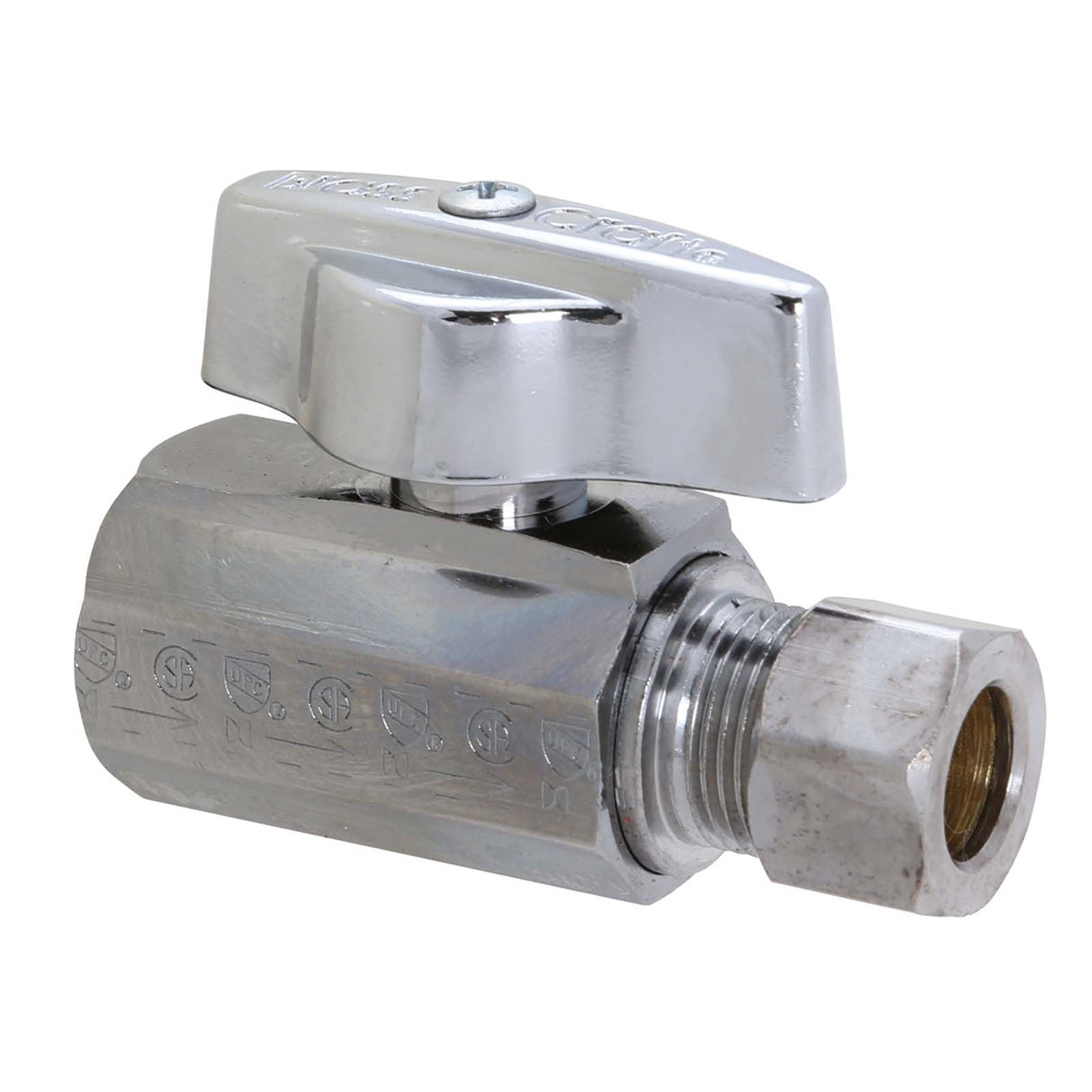 BrassCraft KTR10X C 3/8" FIP x 3/8" OD Compression Brass (Lead Free) 1/4-Turn Straight Ball Stop