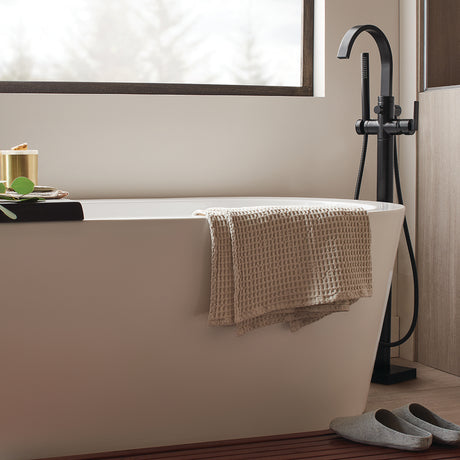 Lura SB-2536-MB Free Standing Roman Tub Faucet with Flat Lever Handle MB