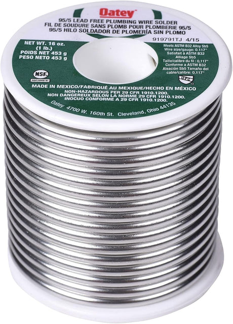 Oatey 22017 95/5 Lead Free Plumbing Wire Solder, 1 lb.