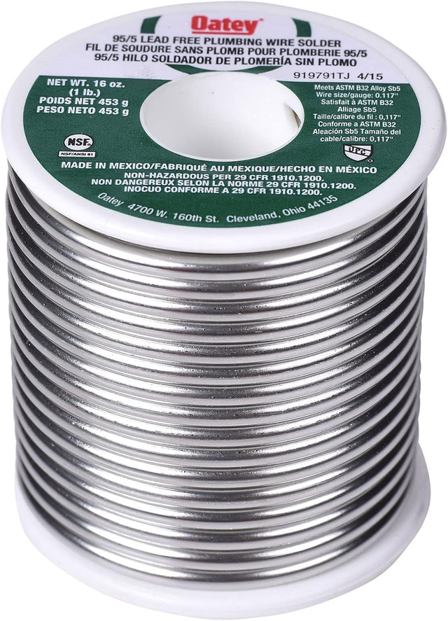 Oatey 22017 95/5 Lead Free Plumbing Wire Solder, 1 lb.
