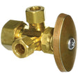 BrassCraft CR1901LRX R1 1/2" x 3/8" x 3/8" Rough Brass (Lead Free) Multi-Turn Dual Outlet Angle Stop