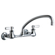 Chicago Faucets 540-LDL9ABCP Wall Mounted Widespread Universal Hot and Cold Water Sink Faucet with 8" Centers, Lever Handles