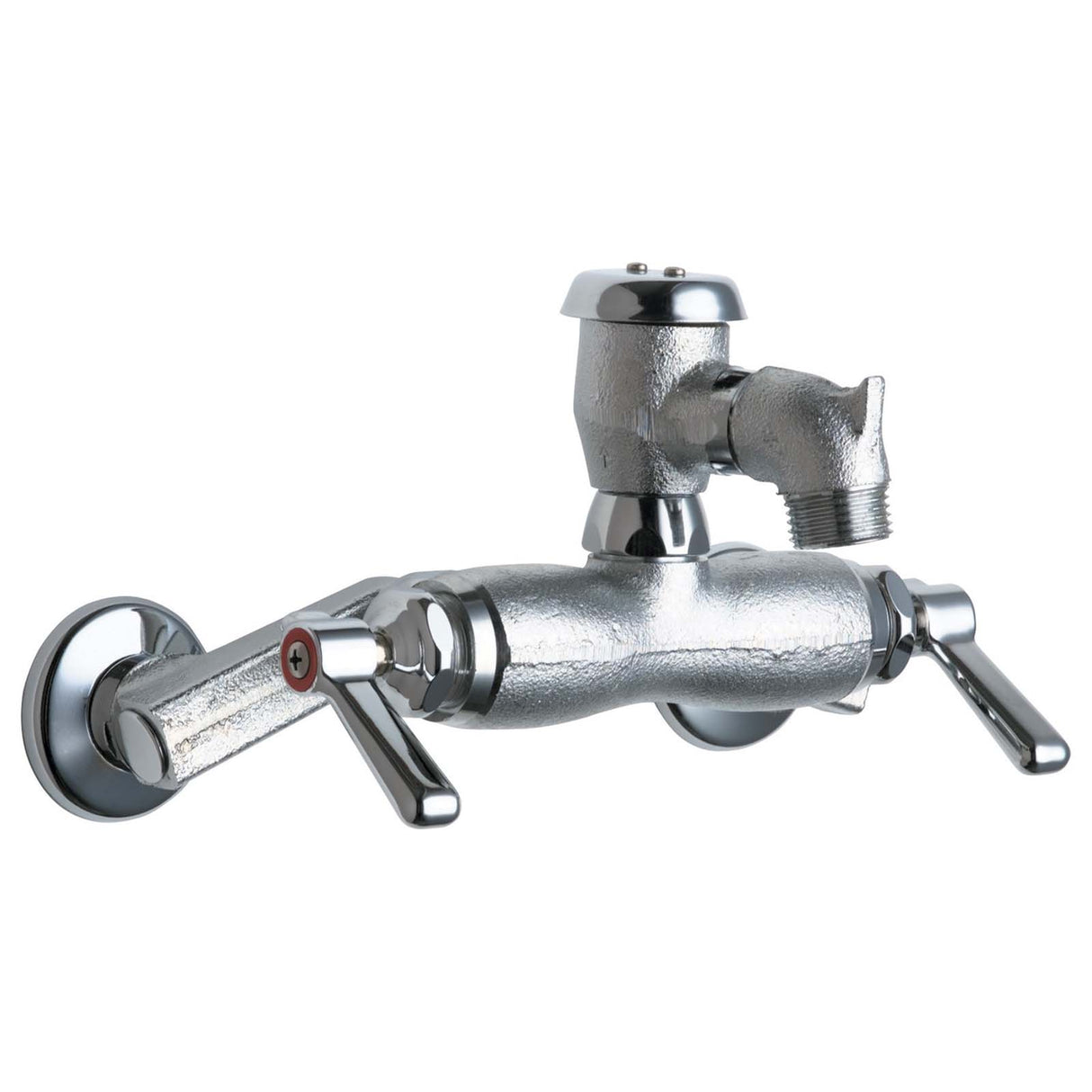 Chicago Faucets 305-VBRRCF Solid Brass Wall Mount 8" Widespread Hot and Cold Water Sink Faucet, Rough Chrome