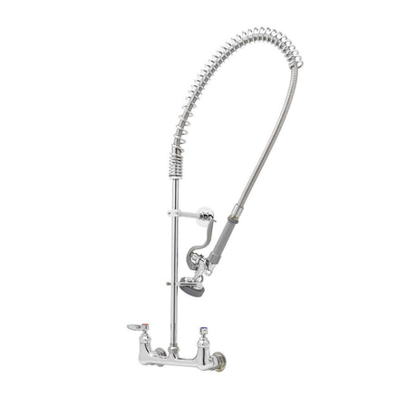 Centerset Wall Mount 33-3/8" High Pre-Rinse Faucet with 44" Hose, Lever Handles