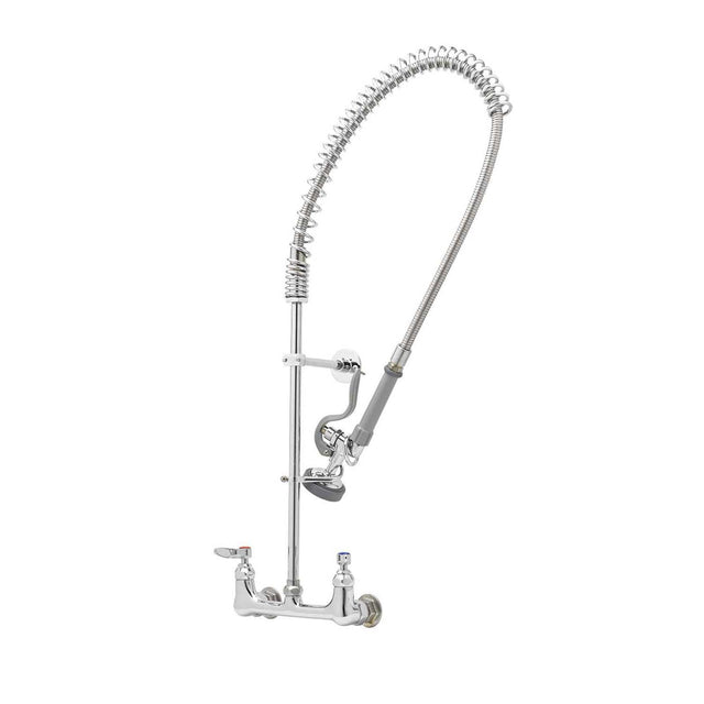 Centerset Wall Mount 33-3/8" High Pre-Rinse Faucet with 44" Hose, Lever Handles