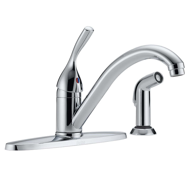 Classic Single Handle Kitchen Faucet, Side Spray, Chrome