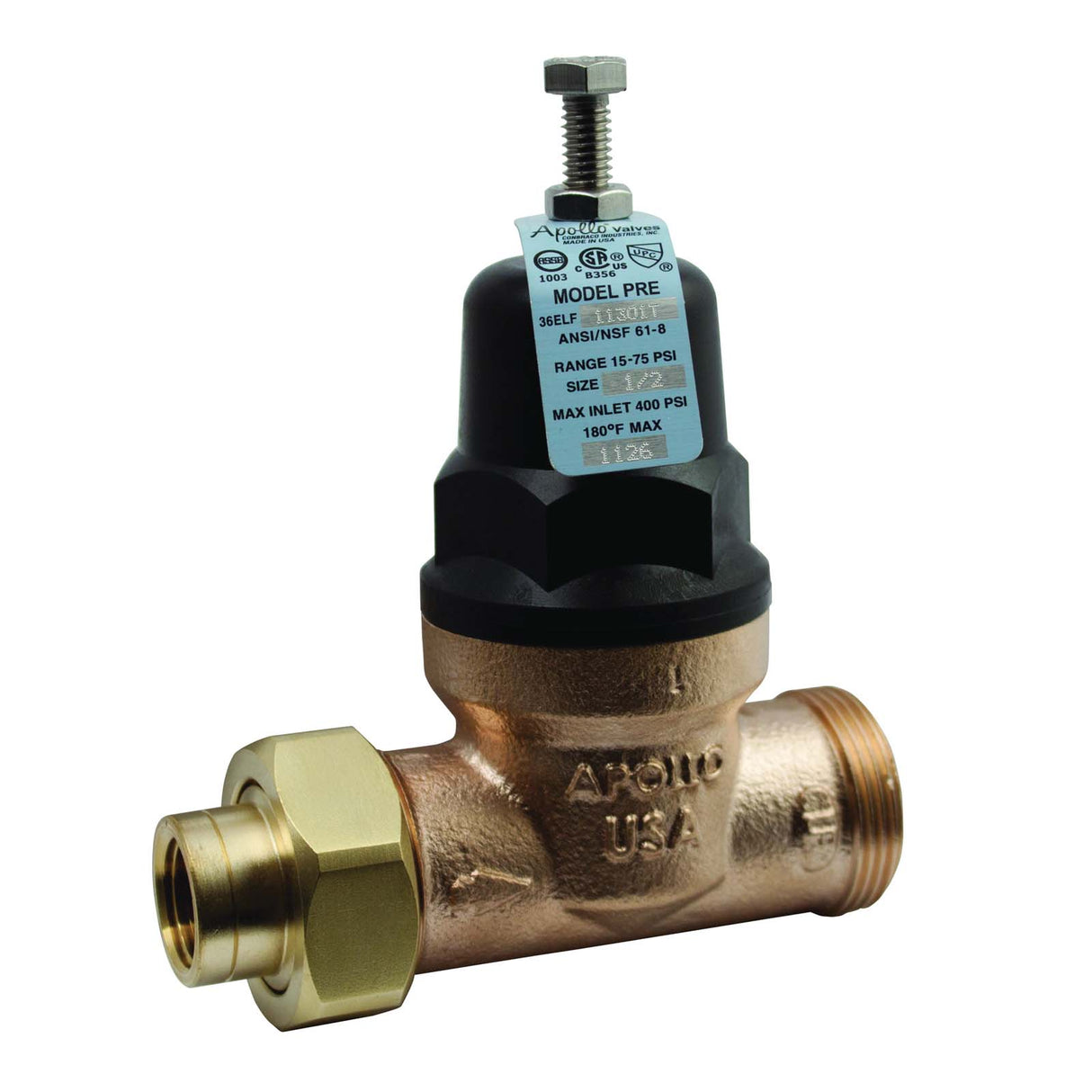 3/4" Solder Apollo Double Union Pressure Reducing Valve Bronze 400 psig