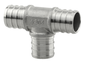 Boshart Industries SSPEX-T070705 3/4" x 3/4" x 1/2" Stainless Steel PEX Tee