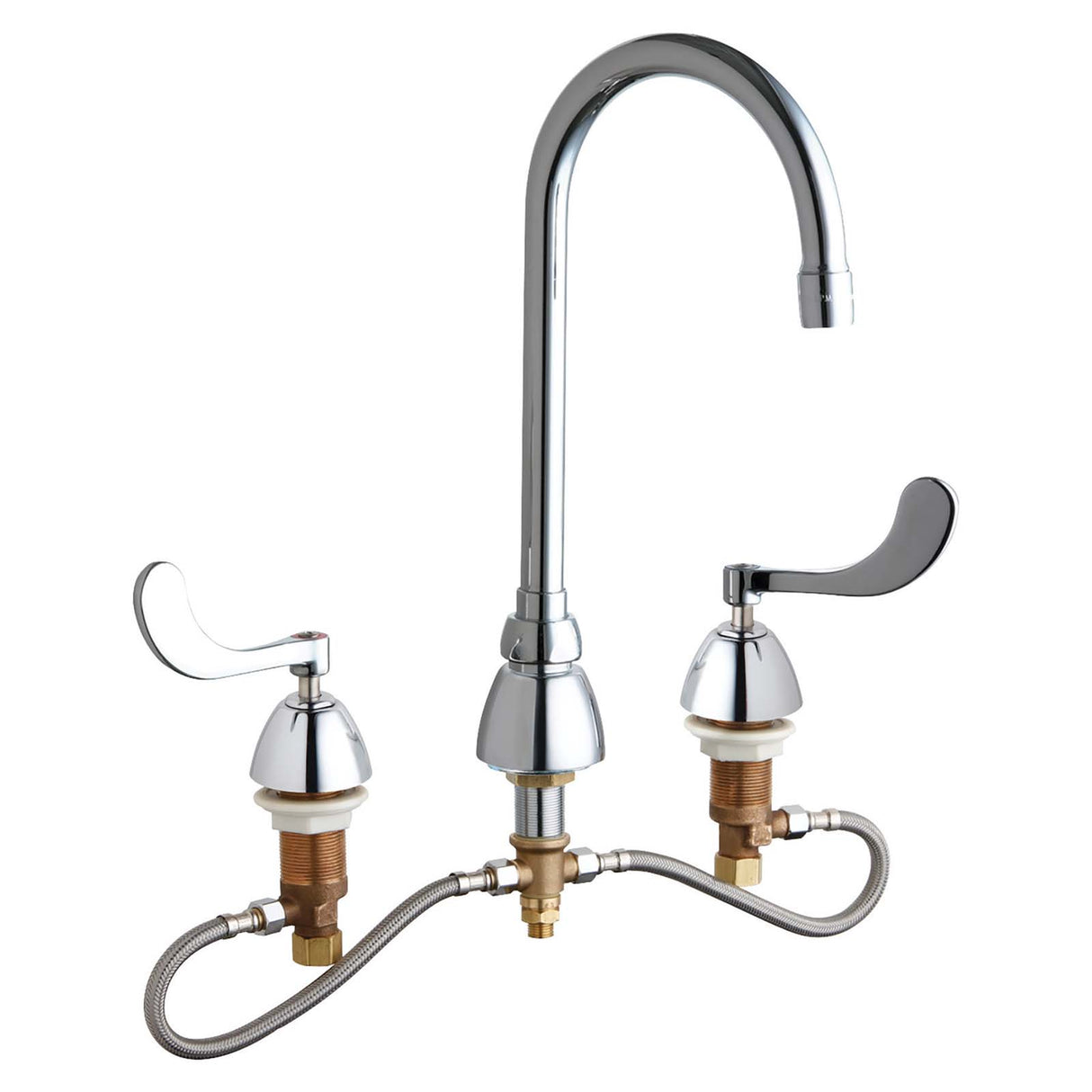 Chicago Faucets 786-HGN2AE3AB No-Lead Brass Deck Mount Universal Concealed Hot and Cold Water Sink Faucet, 1.5 gpm