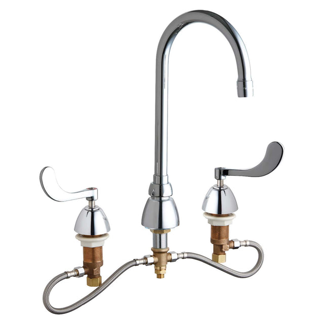 Chicago Faucets 786-HGN2AE3AB No-Lead Brass Deck Mount Universal Concealed Hot and Cold Water Sink Faucet, 1.5 gpm