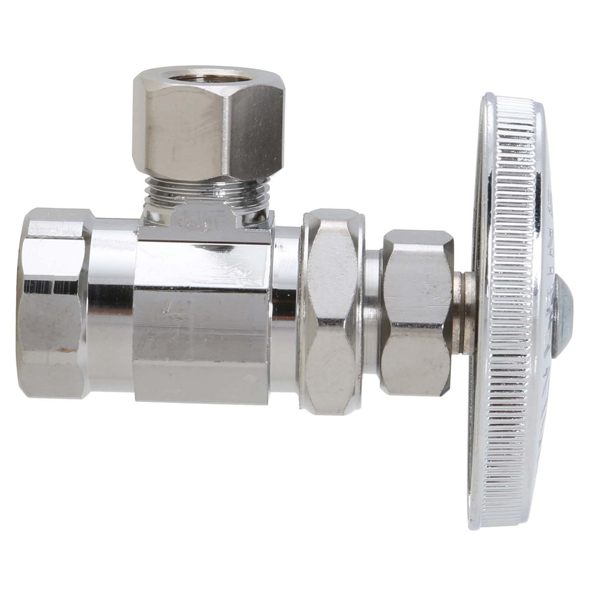 BrassCraft TR15X C 3/8" FIP x 3/8" OD Compression Chrome Plated Brass (Lead Free) Multi-Turn Angle Stop