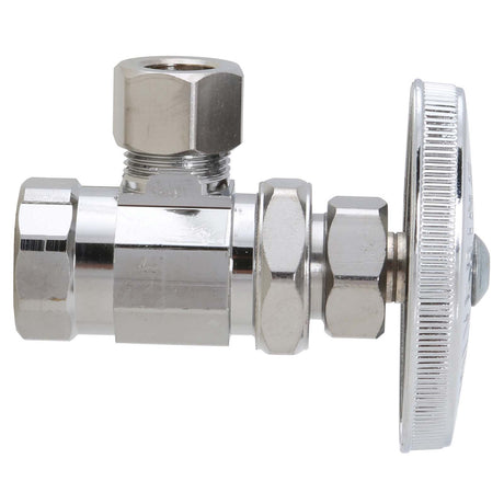 BrassCraft TR15X C 3/8" FIP x 3/8" OD Compression Chrome Plated Brass (Lead Free) Multi-Turn Angle Stop