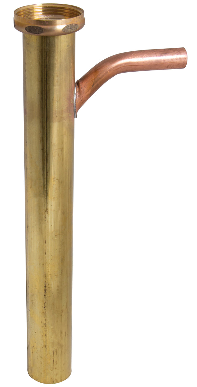 1-1/2" x 12" 22 Gauge Direct Connect Extra Long Dishwasher Tailpiece Brass with 1/2" CTS copper branch