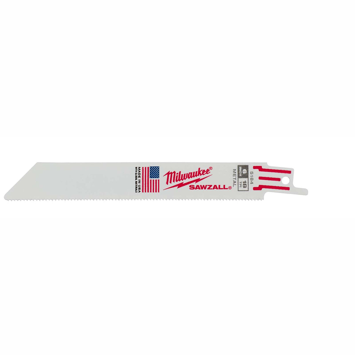 Milwaukee 48-00-5184 6" 18TPI Sawzall Blades, Thin Kerf, Metal (5 pack)