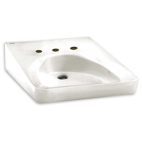 American Standard 9141011.020 Vitreous China 4" Centers 3-Hole Wall Hung Wheelchair Users Lavatory Sink, White