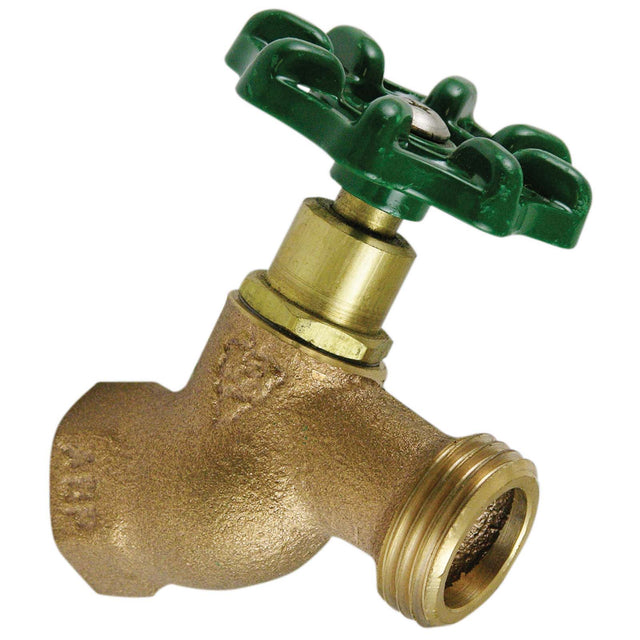 253WHLF 1/2" x 3/4" FIP x Hose Arrowhead No-Kink Hose Bibb Heavy-Duty Red Brass Alloy Wheel Handle