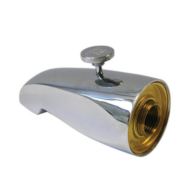 Brass Bath Spout with Diverter, 1/2 or 3/4" IPS, Chrome Plated