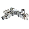 Dahl E33-6001 5/8" x 3/8" x 3/8" Chrome Plated Brass (Lead Free) 1/4-Turn Dual Shut-Off Valve