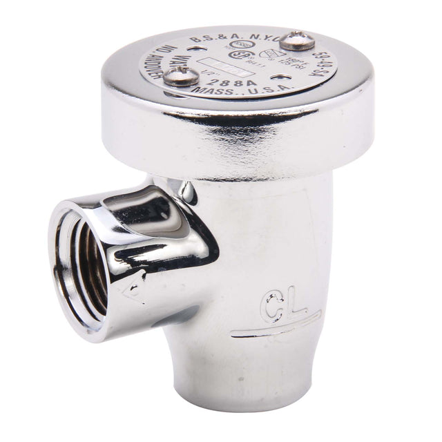 1/2" Polished Chrome Brass Hot or Cold Water Anti-Siphon Vacuum Breaker