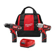 Milwaukee M12 2494-22 Cordless 2-Tool Combo Kit with M12 3/8" Drill/Driver, M12 1/4" Hex Impact Driver