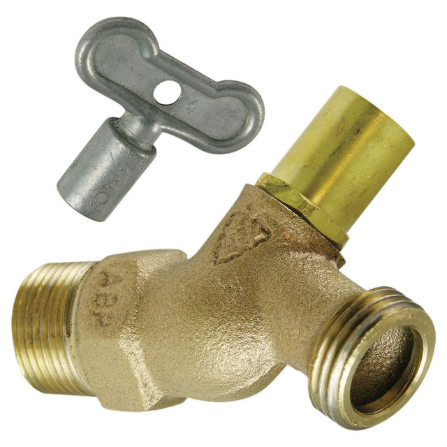 351LKLF 3/4" x 3/4" MIP x Hose Arrowhead Loose Key No-Kink Hose Bibb Red Brass Alloy Rubber-Coated Handle