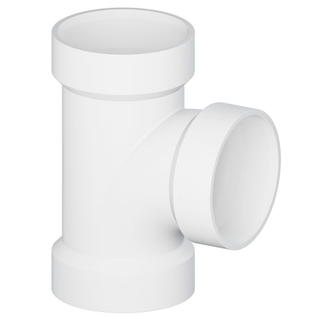 2" Hub PVC SCH 40 Straight Sanitary Tee White