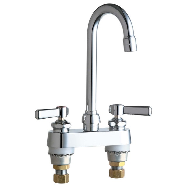 Chicago Faucets 895-ABCP Brass Deck Mount 4" Centerset Hot and Cold Water Sink Faucet, 2.2 gpm, Chrome