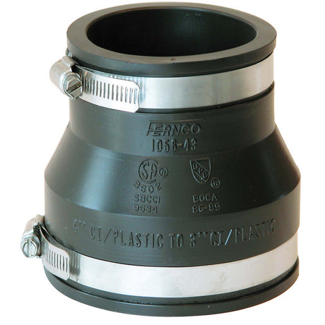 1056-43 Fernco Flexible Couplings 4" x 3" Pipe Size