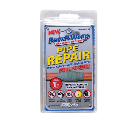 FPW248CS Fernco Pow-R Wrap FPW-248CS Resin Fiberglass Water Activated Fiberglass Wrap, 1" Pipe, 48" L x 2" W