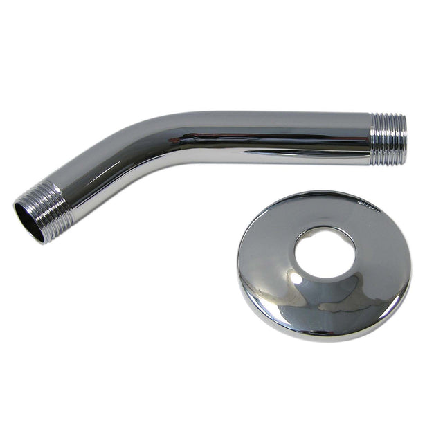 PlumbMaster Approved 27002 Brass Shower Arm with Sure Grip Flange, 8" Length, Chrome Plated