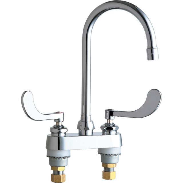 Brass Deck Mount 4" Centerset Hot and Cold Water Sink Faucet, 2.2 GPM, Chrome